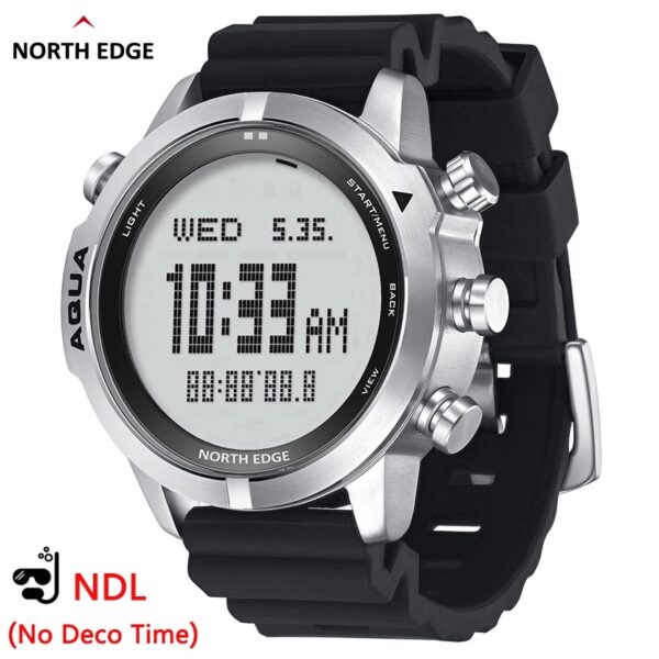 NORTH EDGE Men‘s Dive Computer Watch Waterproof 100M Smart Digital Free/Scuba Diving Black | White - Image 2